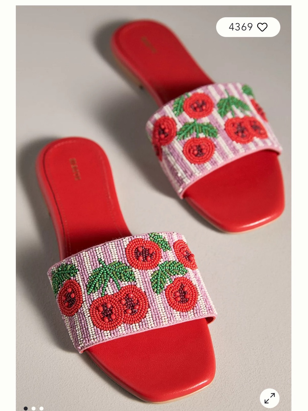 The Fiona Beaded Slide Sandals by Maeve Anyhropologie Red Cherry Size 39